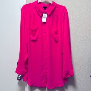 Neon Pink Chiffon Blouse